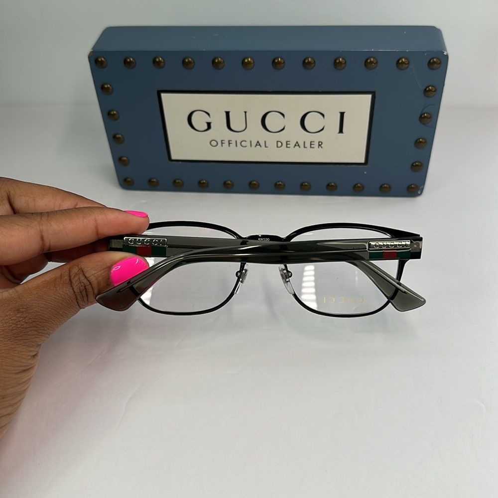 Auth - Gucci GG1118O 003 Eyeglasses Men's Black/Grey Full Rim Square Shape 52-2… - Picture 13 of 16